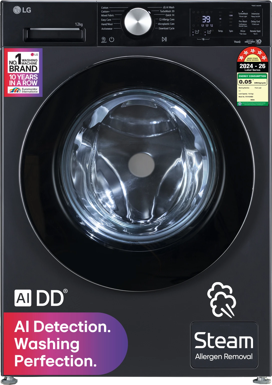 LG 12 kg Fully Automatic Front Load with In-built Heater Grey - Image 4